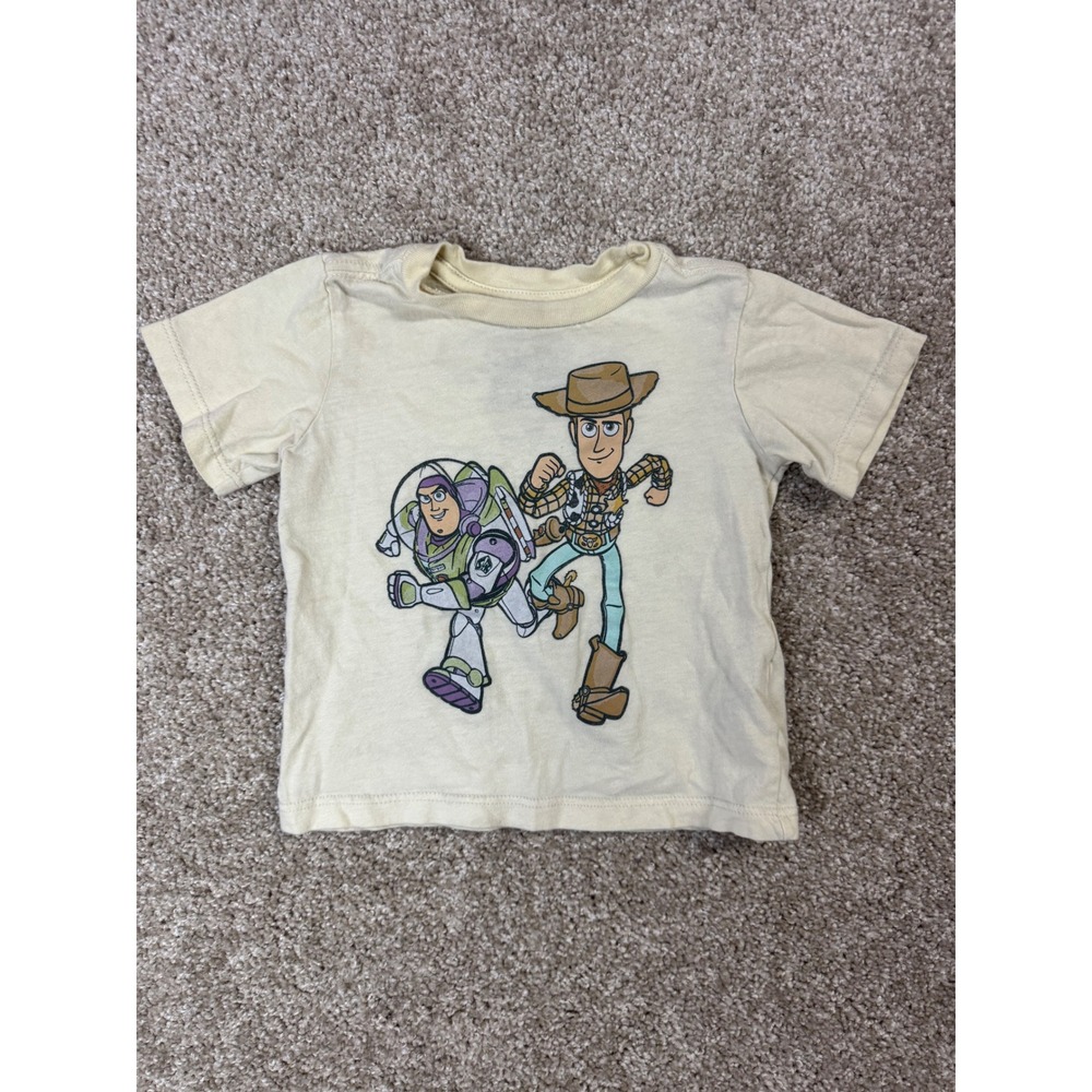 Disney Pixar Toy Story Woody Buzz Lightyear Graphic Tee Cream Toddler 18M